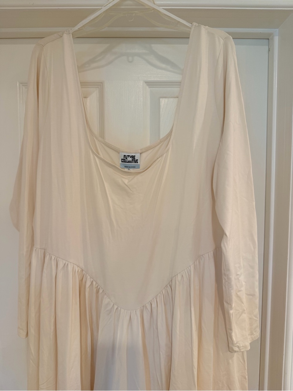 Target Light Cream Long Sleeve Maxi Dress with Scoop Neck